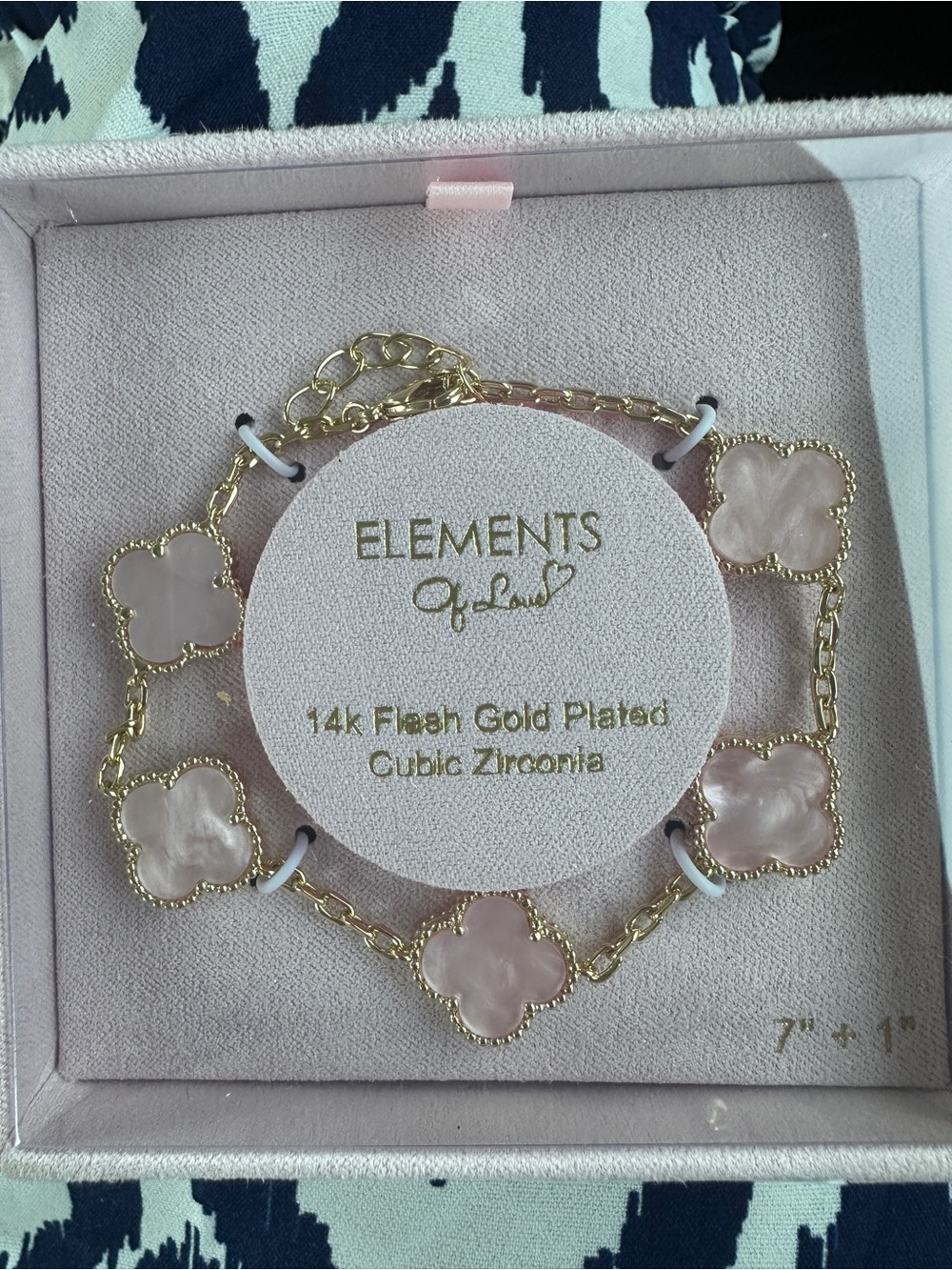 Element Gold-Plated Bracelet with Soft Pink Clover Charms